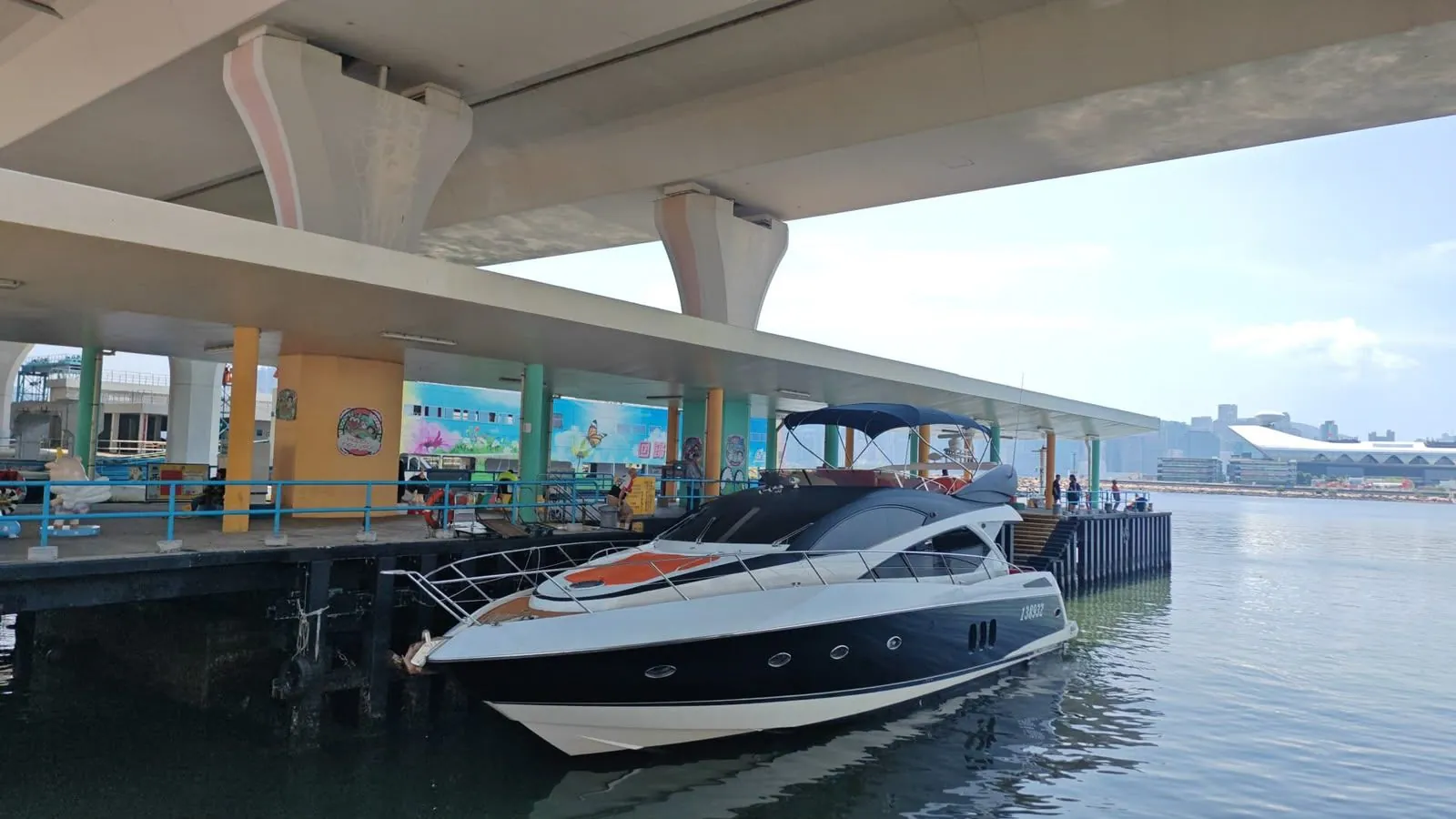 Sunseeker moored at a pier